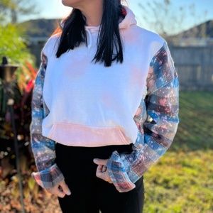 Beach Tie-Dye Hoodie Meets Distressed Flannel Rework